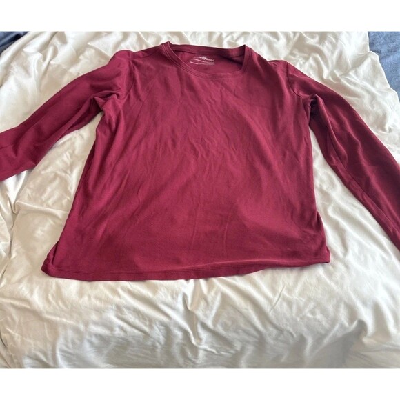 Women’s Long Sleeve T Shirt Eddie Bauer Size Tall XXL IN Red-Wine Color - Picture 1 of 9